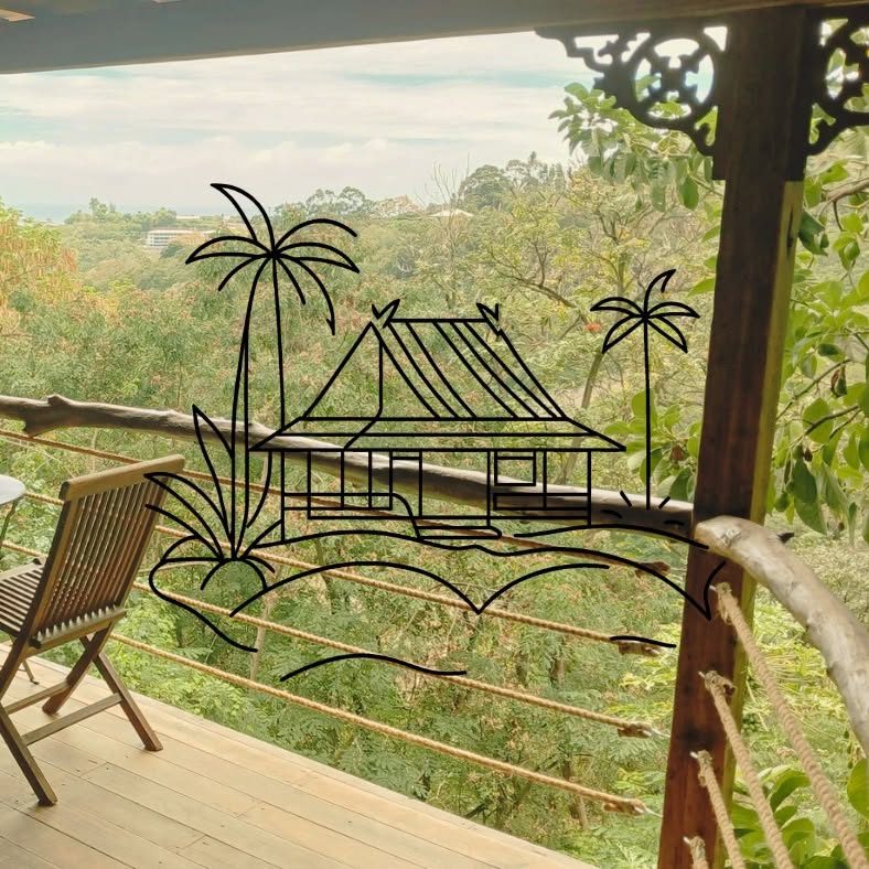 Terrasse couverte et végétation tropicale